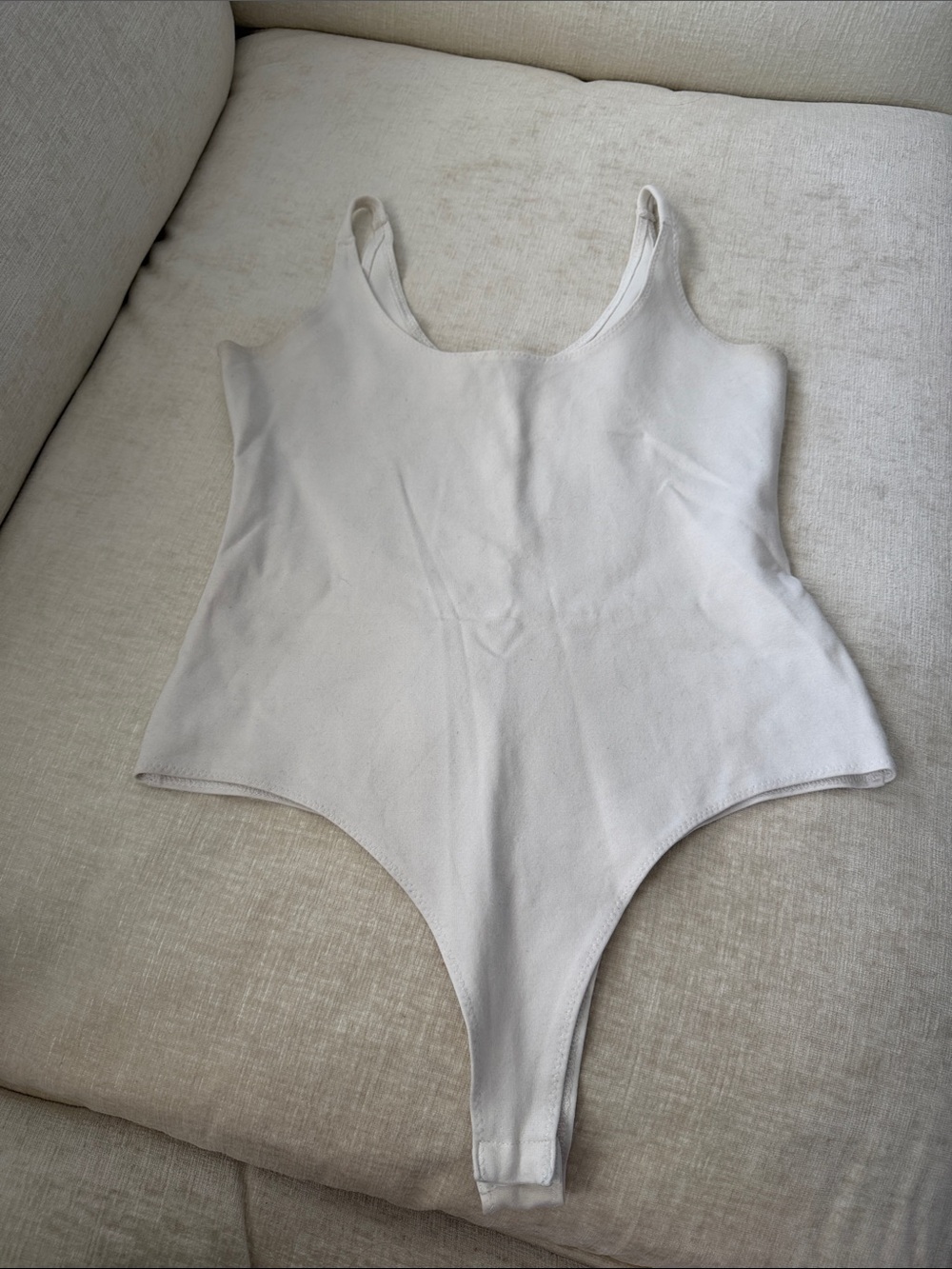 Shinestar Cream Scoop Neck Bodysuit